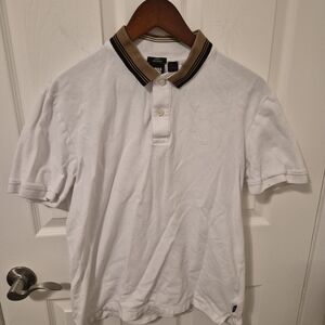 BOSS White Polo Shirt with Black Collar